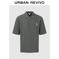 URBAN REVIVO 男士休闲趣味刺绣图案短袖T恤 UMV440069 中灰 L