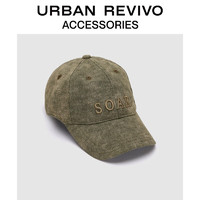 URBAN REVIVO2024夏季男装时髦洗水刺绣棒球帽UAMA40069 灰绿 F