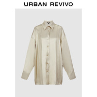 URBAN REVIVO 女士法式气质纽扣光泽质感开襟衬衫 UWG240093 卡其 XS