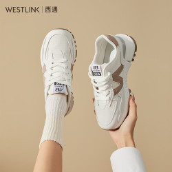 westlink西遇休闲慢跑轻便厚底小白鞋女