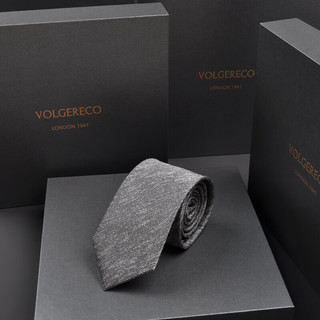 VOLGERECO英国VG男士休闲商务领带礼盒装高端正装窄结婚黑灰7cm VG08 经典手打款