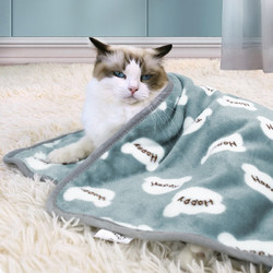 派乐特 猫毯子垫子冬天用猫狗睡觉保暖被子双面毛毯四季通用宠物床盖被  happy熊