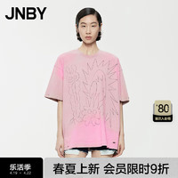 江南布衣（JNBY）24夏T恤新中式苗族卡通龙宽松圆领短袖5O4112560 690/杂粉 M