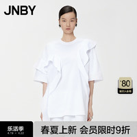 JNBY24夏T恤女浪漫荷叶边纯棉宽松圆领5O5110210 101/漂白 XS
