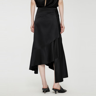 江南布衣（JNBY）24夏半身裙不对称A字裙光泽感气质优雅5O4D12490 001/本黑 XS