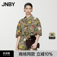江南布衣 JNBY24夏衬衣宽松印花短袖5O4213340 949/红黑系组合 XS