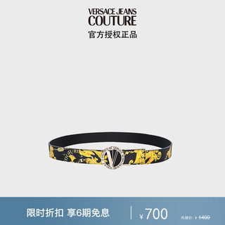 VERSACE 范思哲 Jeans Couture男士ROUND BUCKLE板扣皮带 黑色110 礼物