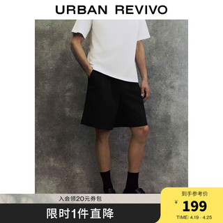 URBAN REVIVO UR2024春季男装时尚纯色休闲通勤超宽松西装短裤UMF640021 黑色 30