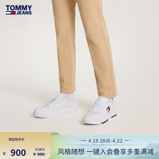 TOMMY JEANS24春季男装复古街头印花休闲小白鞋运动板鞋EM0EM01397 白色YBS 42