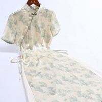 戚薇2024奥戴遮肚子显瘦中式改良旗袍夏季复古民国洋气连衣裙 绿色 M