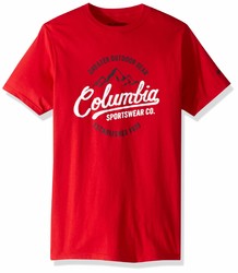 Columbia 哥伦比亚 男士 图案 T 恤,Mountain Red/Volt,Small