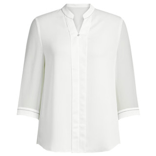 娜尔思（NAERSI）【多元通勤】2024春夏套头上衣减龄V领七分袖时尚衬衫 白色 M
