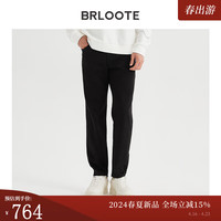 巴鲁特（Brloote）2024春夏季男士微弹修身直筒休闲裤黑色九分裤 黑色 175/82A