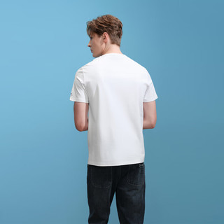 海一家简约透气短T2024年夏季字母图案经典圆领男士短袖T恤 米白花纹10 170/88A