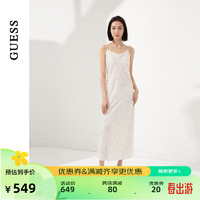 GUESS【秀智明星同款】 24年夏季女士斑点收腰显瘦吊带连衣裙 IVY-白色 XS