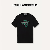 Karl Lagerfeld卡尔拉格斐2024夏季logo刺绣短袖T恤老佛爷 黑色 50