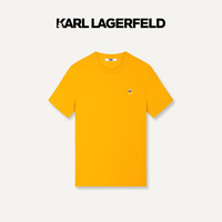 Karl Lagerfeld卡尔拉格斐轻奢老佛爷男装 24夏款KLlogo刺绣7舒适短袖T恤 橙色 52