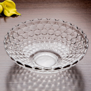 京清福 欧式客厅创意水晶玻璃水果盘干果盘糖果盘 透明果斗直径24cm
