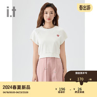 :CHOCOOLATE it 女装短款短袖T恤2024夏季青春活力上衣001080 WHX/白色 XL