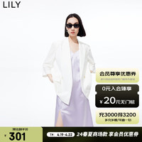 LILY 2023夏新款女装气质纯色通勤款复古双排扣纯色七分袖西装外套 601白色 S