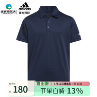 adidas 阿迪达斯 高尔夫服装儿童短袖衫24 青少年运动休闲t恤 速干翻领POLO衫 IP9697 藏青色 164（身高）