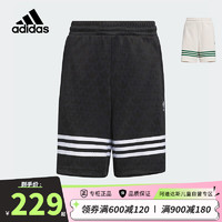 阿迪达斯（adidas）童装24夏季儿童短裤三叶草潮酷印花男大童五分裤子JI9855黑色 152cm