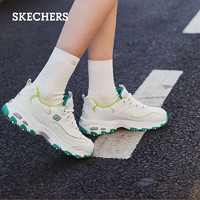 斯凯奇（Skechers）女鞋小白熊女士休闲鞋子厚底增高百搭运动软底老爹鞋女99999863 白色/绿色/WGR 36