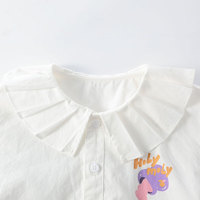 拉比树童装女童衬衫2024春季宝宝纯棉仿拉夫领印花衬衣儿童可爱上衣 奶油白 120cm