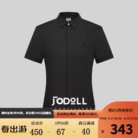 JODOLL乔顿2024夏商务气质透气舒适含桑蚕丝烫钻轻薄男士短袖衬衫 黑色 38