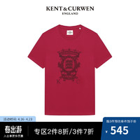 KENT&CURWEN 肯迪文KC夏季三狮刺绣纯棉休闲圆领短袖T恤男K4770EI121 紫红 M