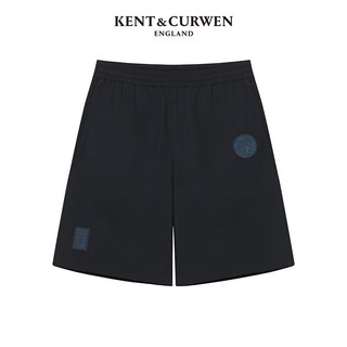 KENT&CURWEN 肯迪文KC夏季纯色棉质玫瑰徽章休闲短裤男K4771EI021 深蓝 52