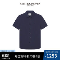 KENT&CURWEN 肯迪文KC24夏季纯棉泡泡纱玫瑰休闲短袖衬衫男K4966EI011 深蓝 S