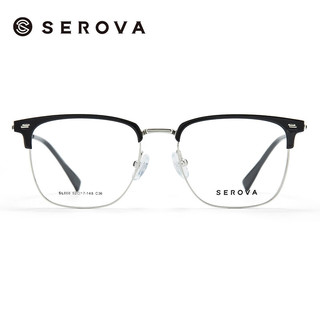 施洛华眼镜框男眉形近视眼镜架复古款可配度数镜片SL808 C7黑金+万新1.67防蓝光镜片