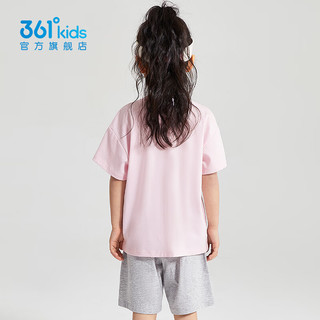 361°儿童童装女童短袖针织衫2024年夏季休闲可爱T恤小童儿童上衣 鲜艳粉 110cm