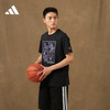 adidas 阿迪达斯 印花纯棉篮球运动圆领短袖T恤男装阿迪达斯官方HF8164 黑色 2XL