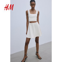 H&M女装2024夏季A字半身裙1228202 奶油色 155/64