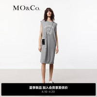 MO&Co.2024夏航海提花棉麻混纺宽肩立裁廓形连衣裙MBD2DRS069 中花灰色 S/160