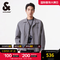 杰克·琼斯（JACK&JONES）春夏男士潮流时尚胸前刺绣翻领工装夹克外套男装224221008 E40夜猫灰 常规 E40夜猫灰 170/92A/S