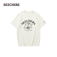 SKECHERS 斯凯奇 男女同款T恤L124U136 奶油米白/00NA XL