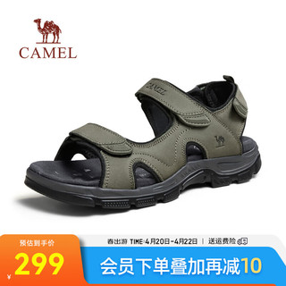 骆驼（CAMEL）2024夏季休闲凉鞋厚底缓震轻便透气舒适凉鞋 G14M307638 军绿 38