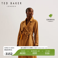 Ted Baker2024春夏女士气质休闲拼色腰带长款风衣274313 棕色 2