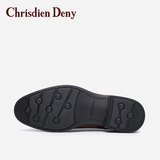 克雷斯丹尼（Chrisdien Deny）意大利皮鞋男士商务正装鞋擦色英伦时尚系带德比鞋 黄棕色GZH6301Y8A 38