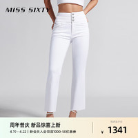 MISS SIXTY 2024春季牛仔裤女含桑蚕丝三环高腰显瘦白色微喇裤 白色 27
