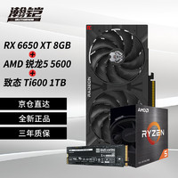 VASTARMOR 瀚铠 RX 6650 XT 8GB 合金新版显卡+AMD锐龙5 5600 CPU处理器+致钛Ti600系列1TB固态硬盘套装