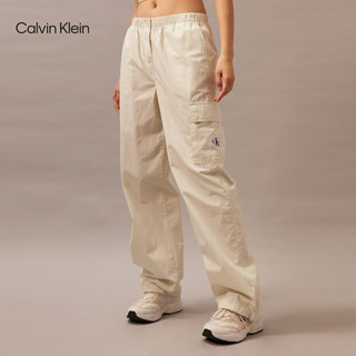 Calvin Klein Jeans24春夏女士松紧腰经典徽标工装风直筒休闲裤J223116 CGA-奶昔白 XS