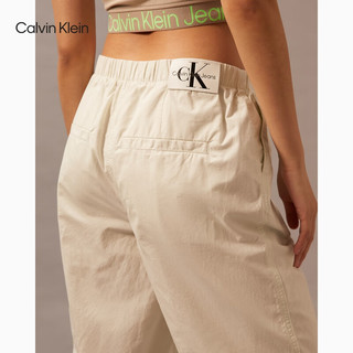 Calvin Klein Jeans24春夏女士松紧腰经典徽标工装风直筒休闲裤J223116 CGA-奶昔白 XS