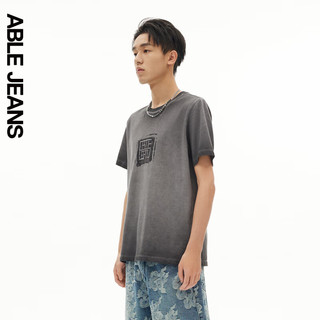 ABLE JEANS 24夏季中国想象玉落青龙新中式图案男士短袖T恤 古黑 XL