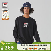 Vision Street Wear 经典BOXLOGO美式街头3色圆领长袖T恤男女同款 黑色 XL