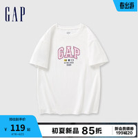 Gap女装2024夏季精梳棉字母logo短袖T恤宽松亲肤上衣465249 白色 155/76A(XS) 亚洲尺码