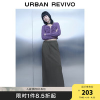 URBAN REVIVO UR2024春季女装简约松紧腰抽绳开叉长款A型半裙UWV540013 中灰 XXS